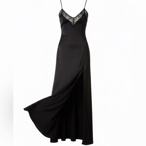 Love Courtney by Nasty Gal Maxi Slip Dress Black Lace XS 90s grunge